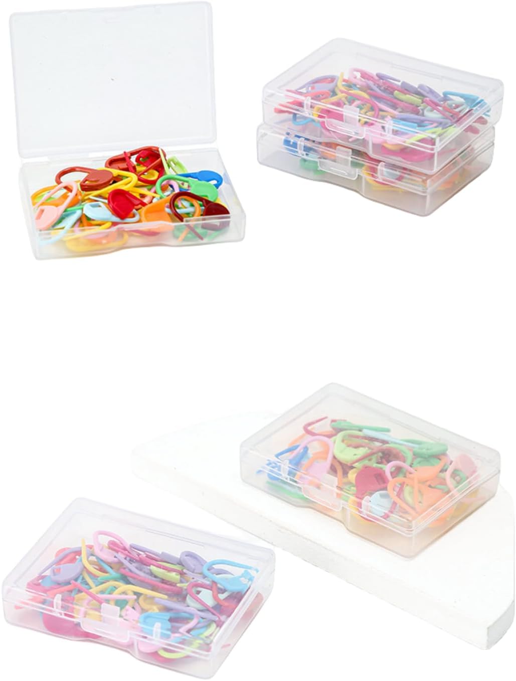 Plastics Locking Stitch Markers for Crocheting and Knitting with Storage Box