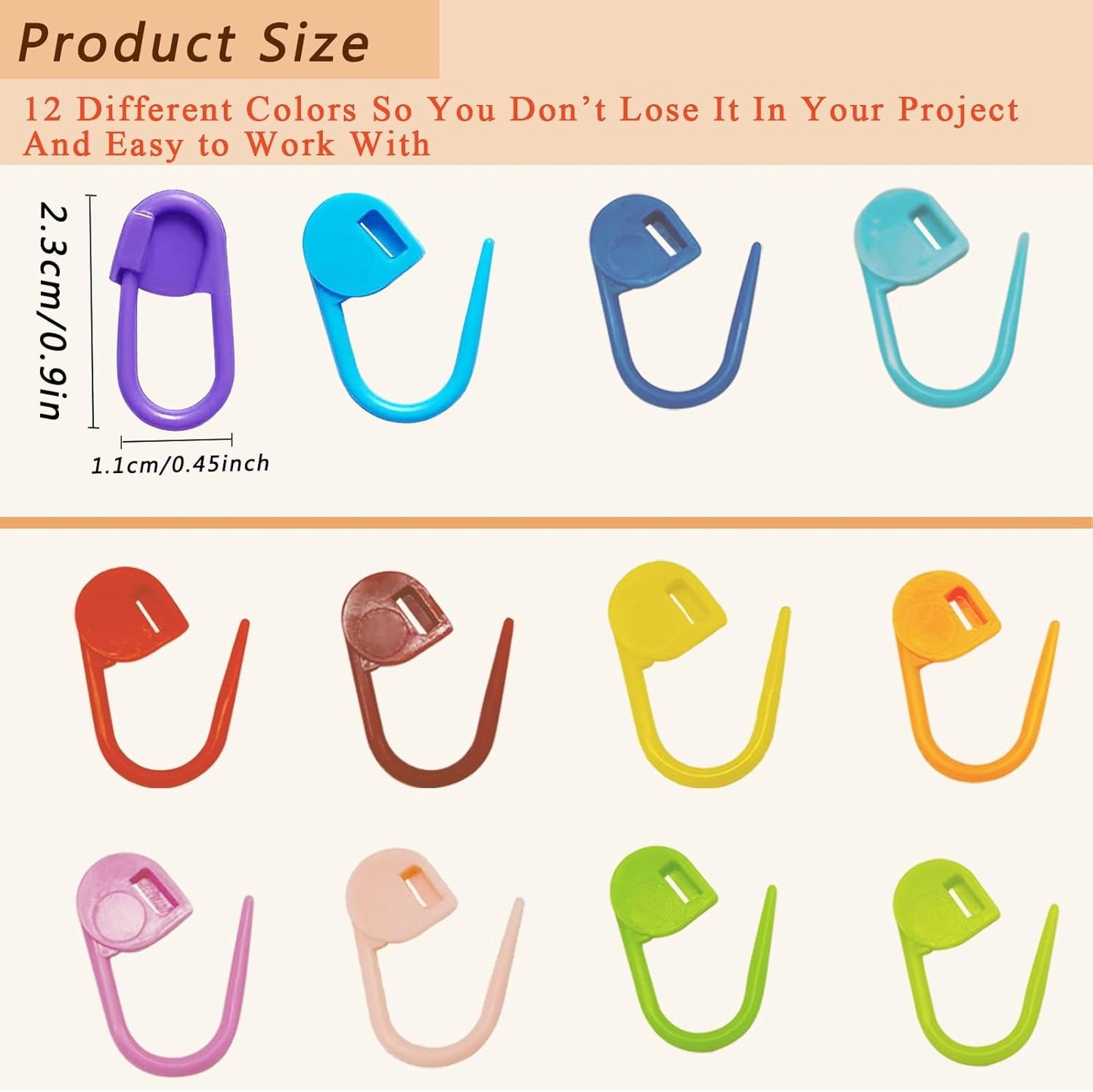 Urmspst 180PCS Stitch Markers, Knitting Crochet Locking Stitch Marker, Stitching Needle Clip Counter for Knitting Sewing Stitching, 12 Colors with Storage Case