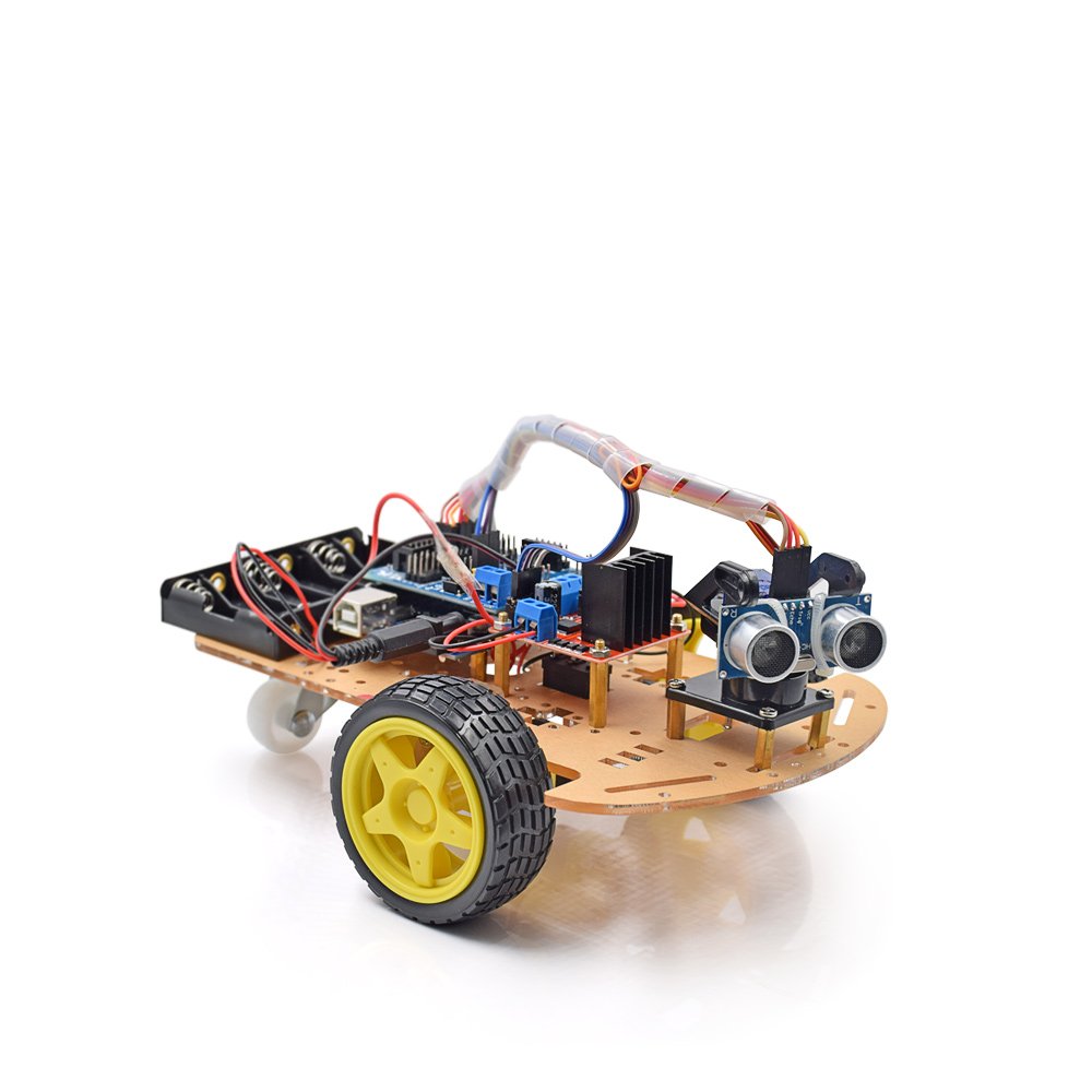 Smart Robot Car Chassis Kit with UNO R3 Module - Educational DIY Toy, 2WD with Battery Box and Speed Encoder for Tracking Obstacle Avoidance - Designed for Beginners to Learn Programming