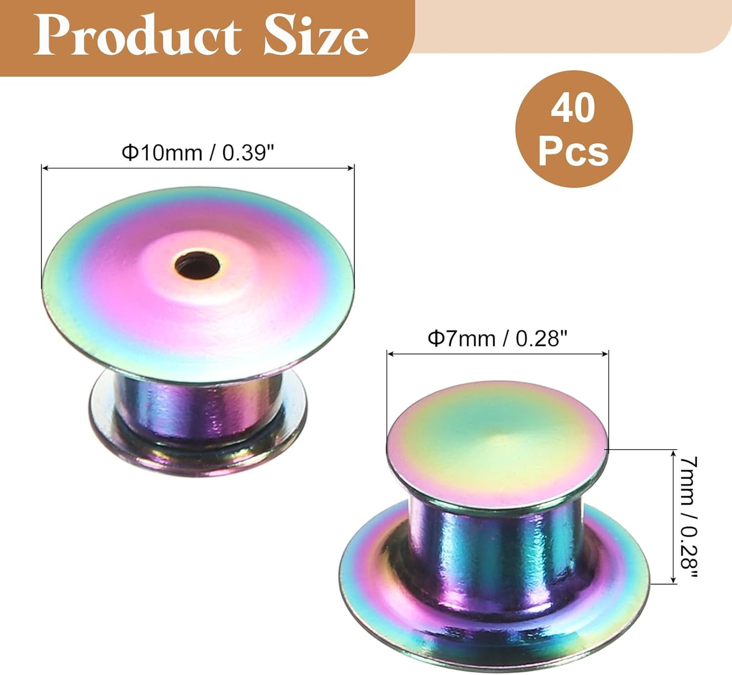 uxcell 40Pcs Metal Locking Pin Backs, Pin Keepers Locking Clasp Flat Head Clamp Needle Back Lock for DIY Brooch Crafts Badges Enamel Lapel, Multicolor