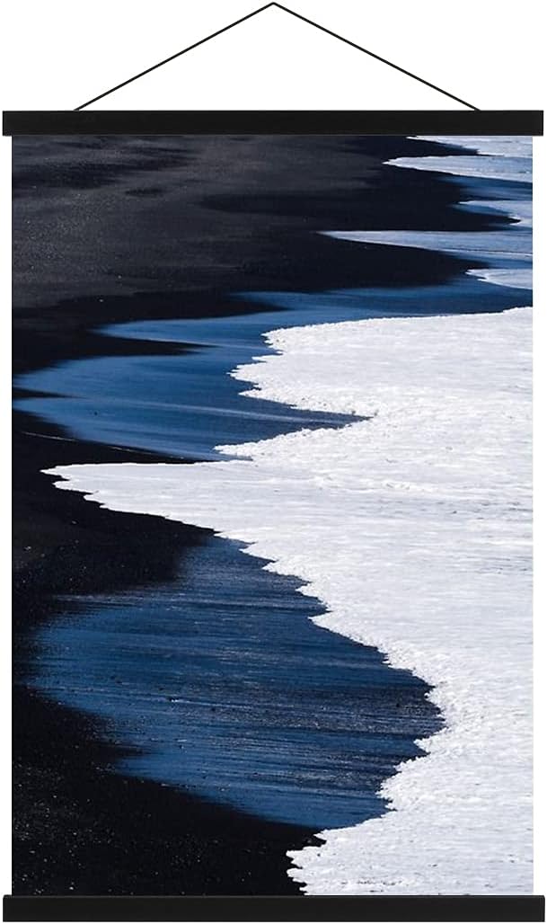 Ywlake Magnetic Poster Hanger, 36x48 36x24 36x12 Poster Frame Wood Wooden Magnet Print Posters Dowel Scroll Hanger Hangers Hanging Kit for Walls Map Canvas Artwork (Black, 36")