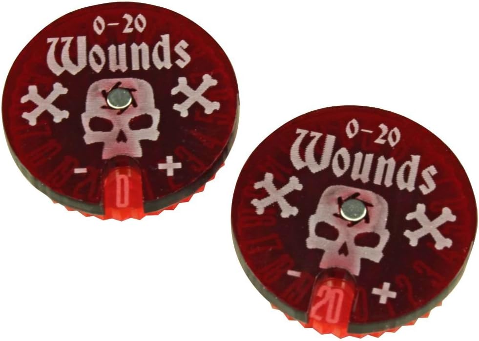 LITKO Wound Dials Wound Dials | Health Tracker | Life Counter | Tabletop Games | Collectible Card Games | Living Card Games | Role Playing Games | LCG | RPG | Numbered 0-20 | Magnetic