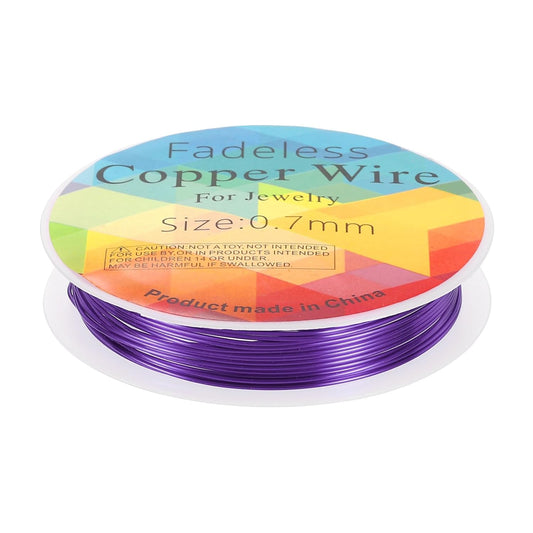 HARFINGTON 10ft Jewelry Wire, 22 Gauge (0.7mm) Brass Craft Soft Metal Tarnish Resistant Copper Beading Wire for Jewelry Making Supplies Crafting, Purple