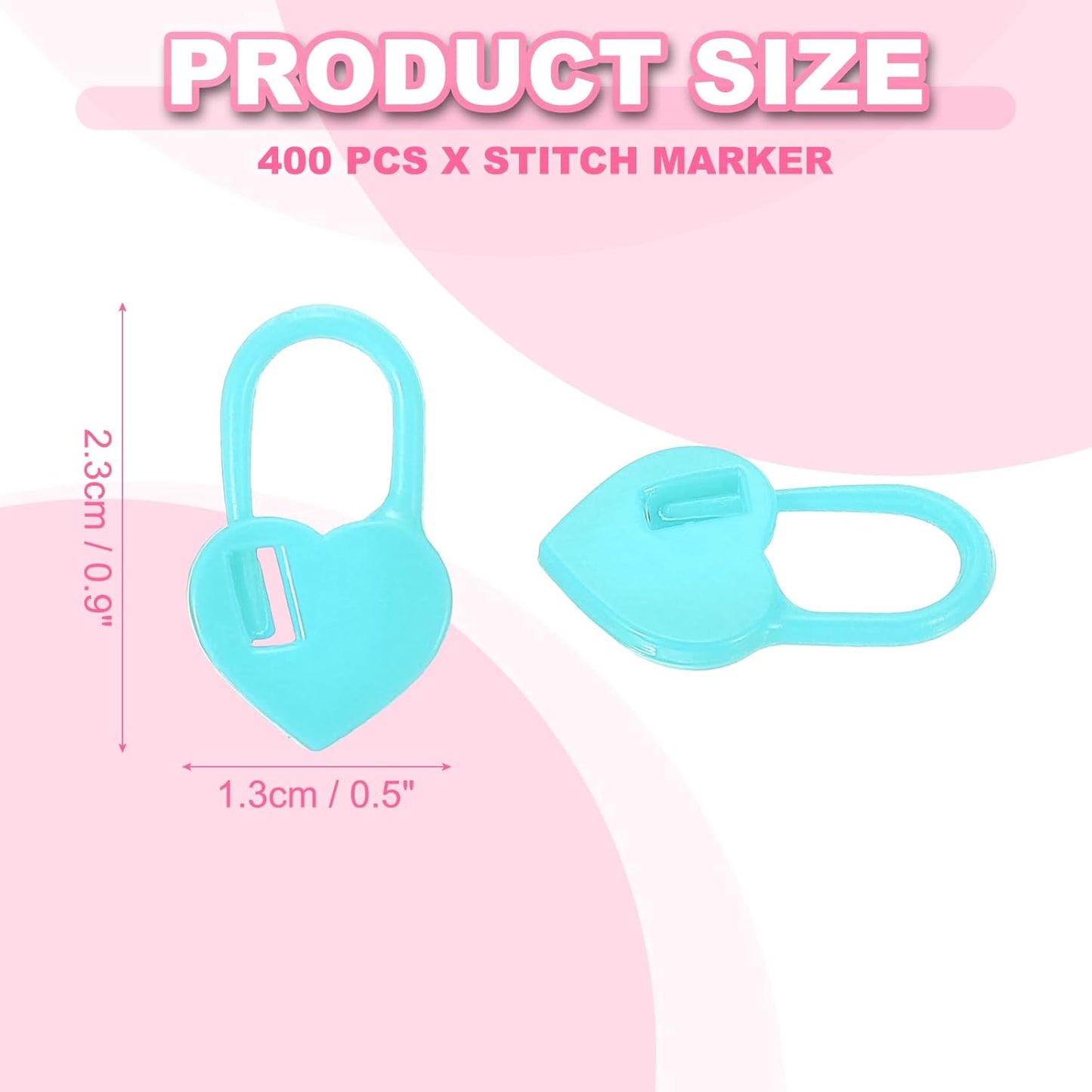 uxcell 400pcs Stitch Markers for Crocheting, Heart Shaped Crochet Marker Needle Clip Counter for Knitting Clothing Tag DIY Craft,Light Blue