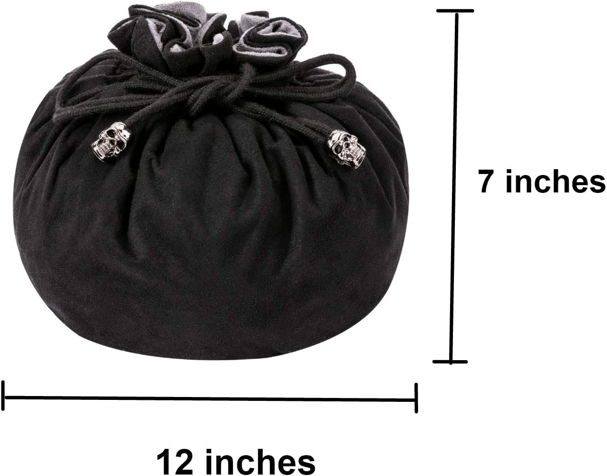 Large DND Dice Drawstring Bags with Pockets Black Storage Bag for RPG MTG Game Dices Capacity Over 300 Dice