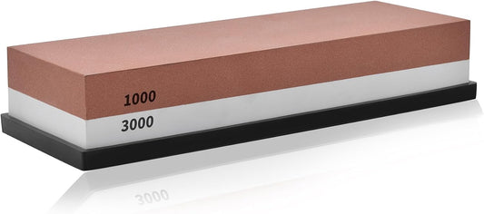 Klaus Meyer Premium Whetstone Knife Sharpening Stone 2 Side Grit 1000/3000 Waterstone- Whetstone Knife Sharpener- NonSlip Silicone Base