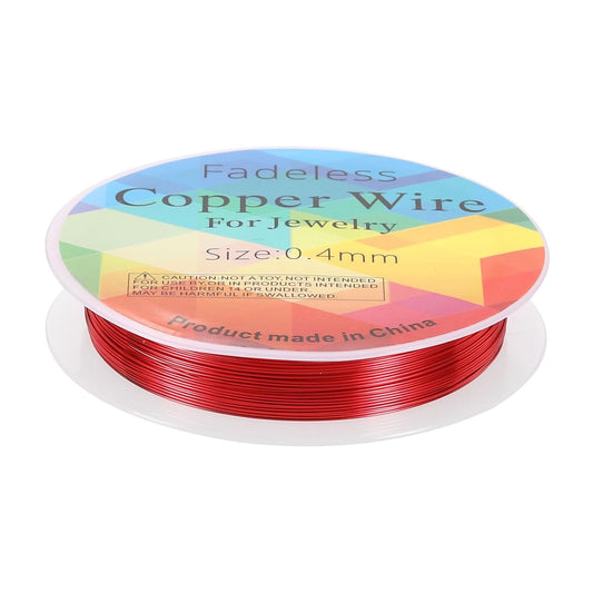 HARFINGTON 30ft Jewelry Wire, 26 Gauge (0.4mm) Brass Craft Soft Metal Tarnish Resistant Copper Beading Wire for Jewelry Making Supplies Crafting, Bright Red
