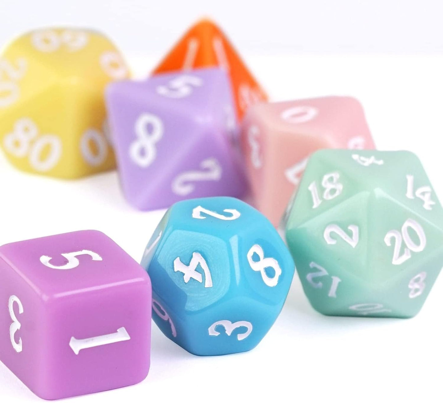 DND Dice Set -D&D Polyhedral Dice (7 Pcs) with Gift Leather Dice Bag for Dungeons and Dragons Role Playing Dice Games RPGs(7Pcs-Macaron)