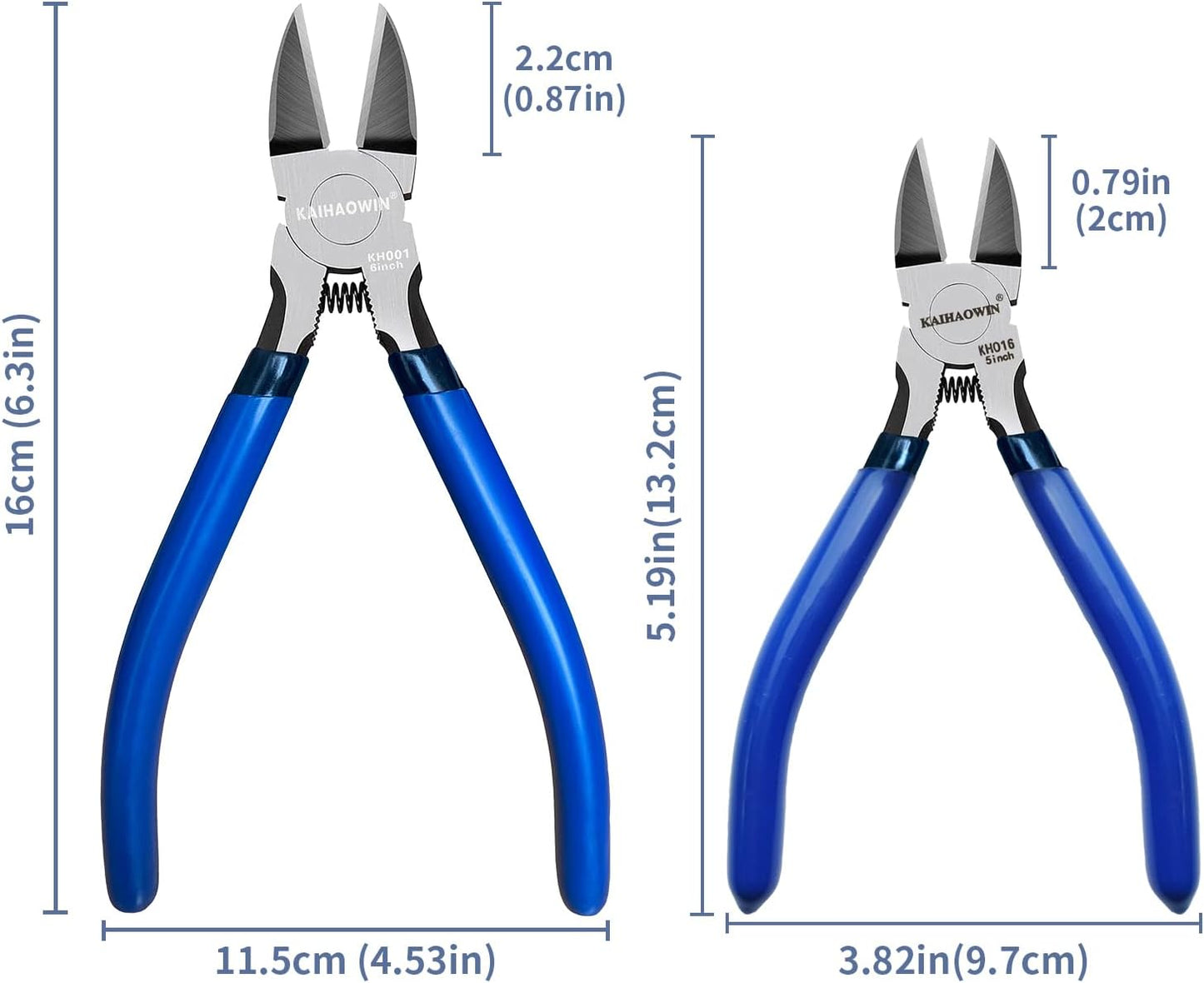 KAIHAOWIN Wire Cutters 5-Inch and 6-Inch Set Flush Cutters Ultra Sharp Spring Loaded Wire Snips Clippers Cutting Pliers for Crafting Jewelry Making-2 PCS