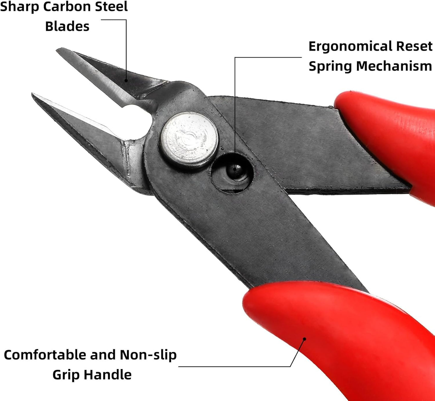 10 Pack 170 Wire Cutters, 5 Inch Small Precision Flush Cut Pliers with Spring, Micro Diagonal Side Cut Nippers, Sharp Wire Clippers for Electronics, Jewelry Making, Zip Ties, Soft Copper Wire