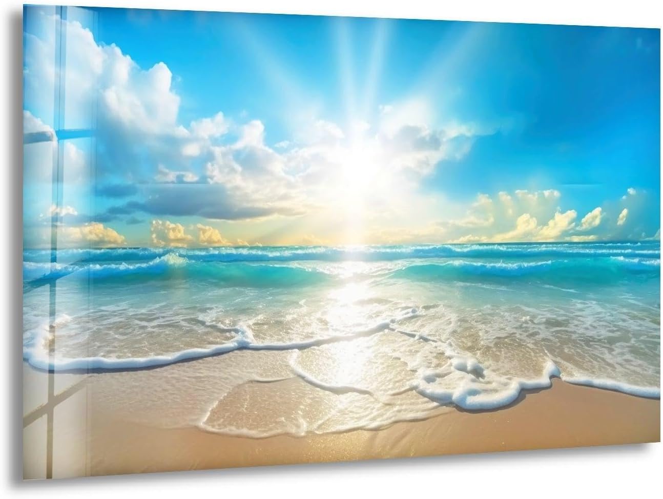My Photostation.com 60WX40H'' Beautiful Sunset & Ocean Glass Wall ArtTempered Glass Printing Wall Decor Large Wall Art Wall Hangings