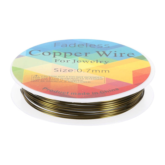 HARFINGTON 10ft Jewelry Wire, 22 Gauge (0.7mm) Brass Craft Soft Metal Tarnish Resistant Copper Beading Wire for Jewelry Making Supplies Crafting, Ancient Blue