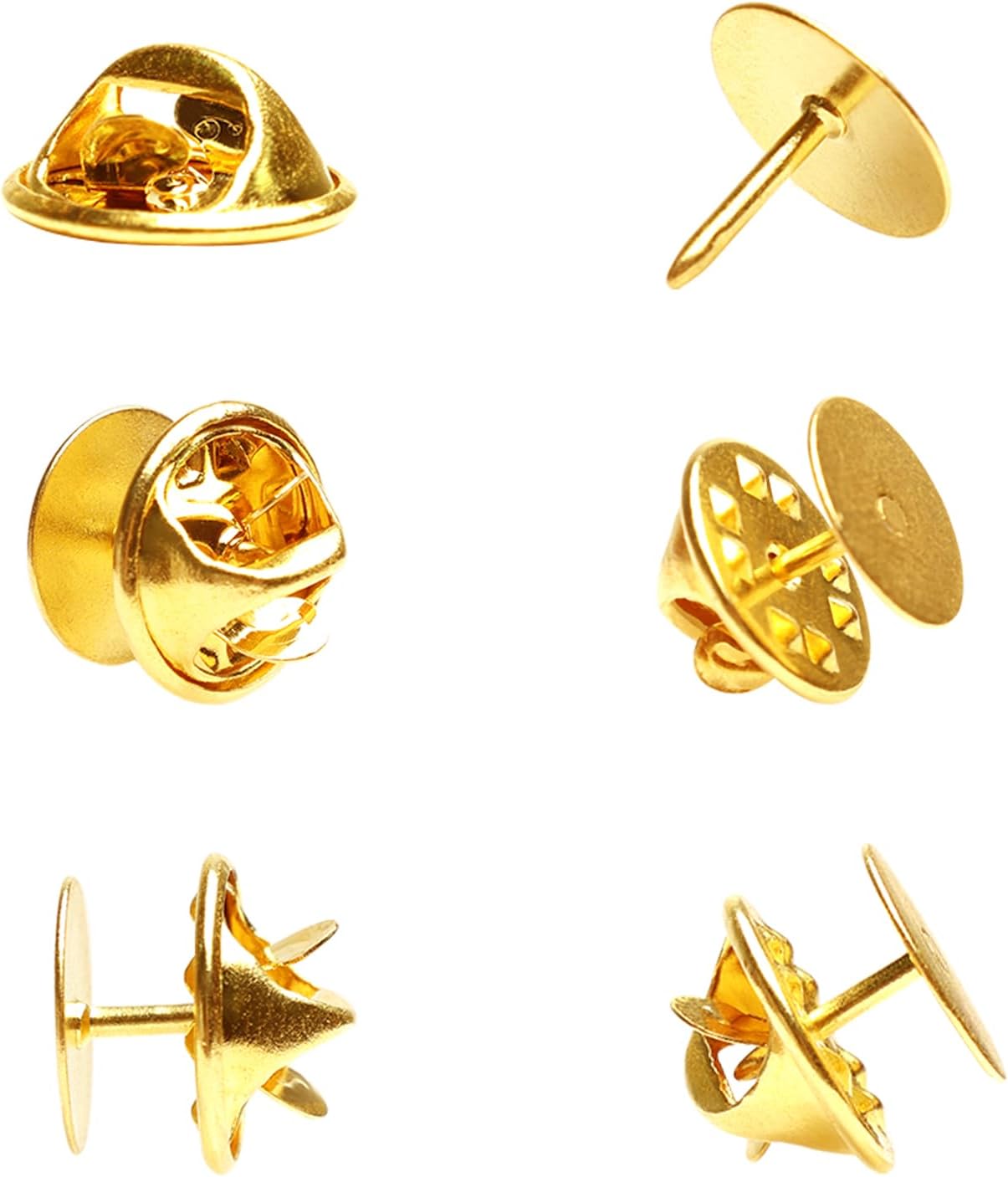 50 Pairs Premium Butterfly Clutch Pin Backs with 8mm Length 10mm Width Blank Pins for DIY Enamel Pins, Jewelry Craft Gifts, or Tie Tack Keeper Replacements (Gold)