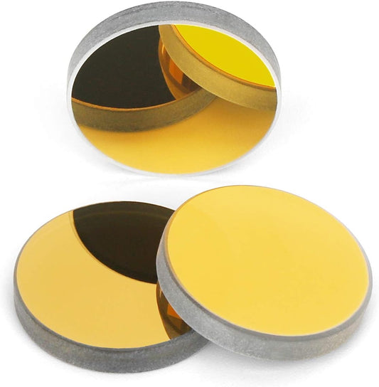 TEN-HIGH Reflective Lens CO2 Laser Lens Laser Mirror K9 Gold-Plated Glass Mirrors, for CO2 Laser Engraving Cutting Machine, Dia 25mm 3PCS