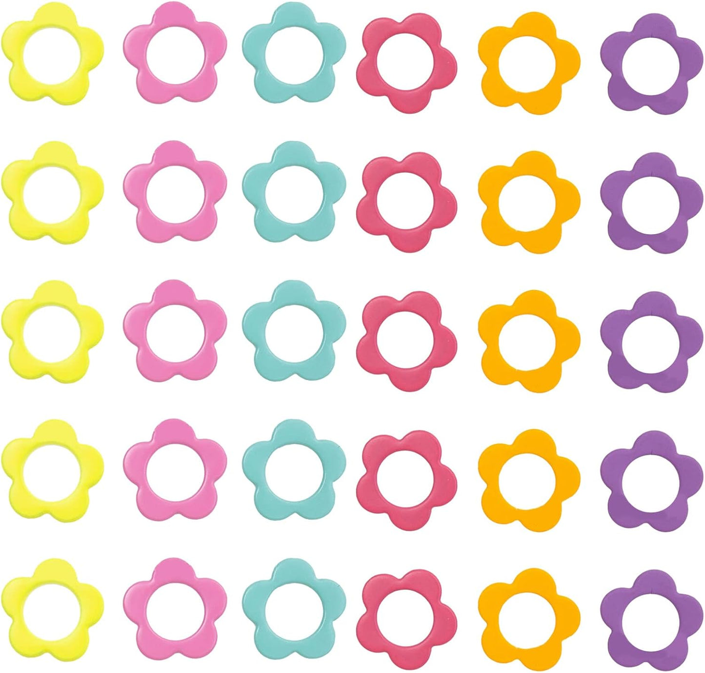 Hilsayum 30PCS Mini Size Stitch Markers Flower Shape Metal Stitch Markers Ring Multicolor Crochet Markers Knitting Weaving Tools