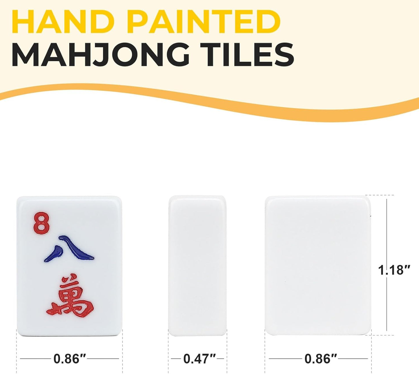 Mahjong Tile Set,166 White Tiles Mahjong Set,4PCS Mahjong Racks with Pushers,Travel Mahjong Set with Flower Carrying Bag