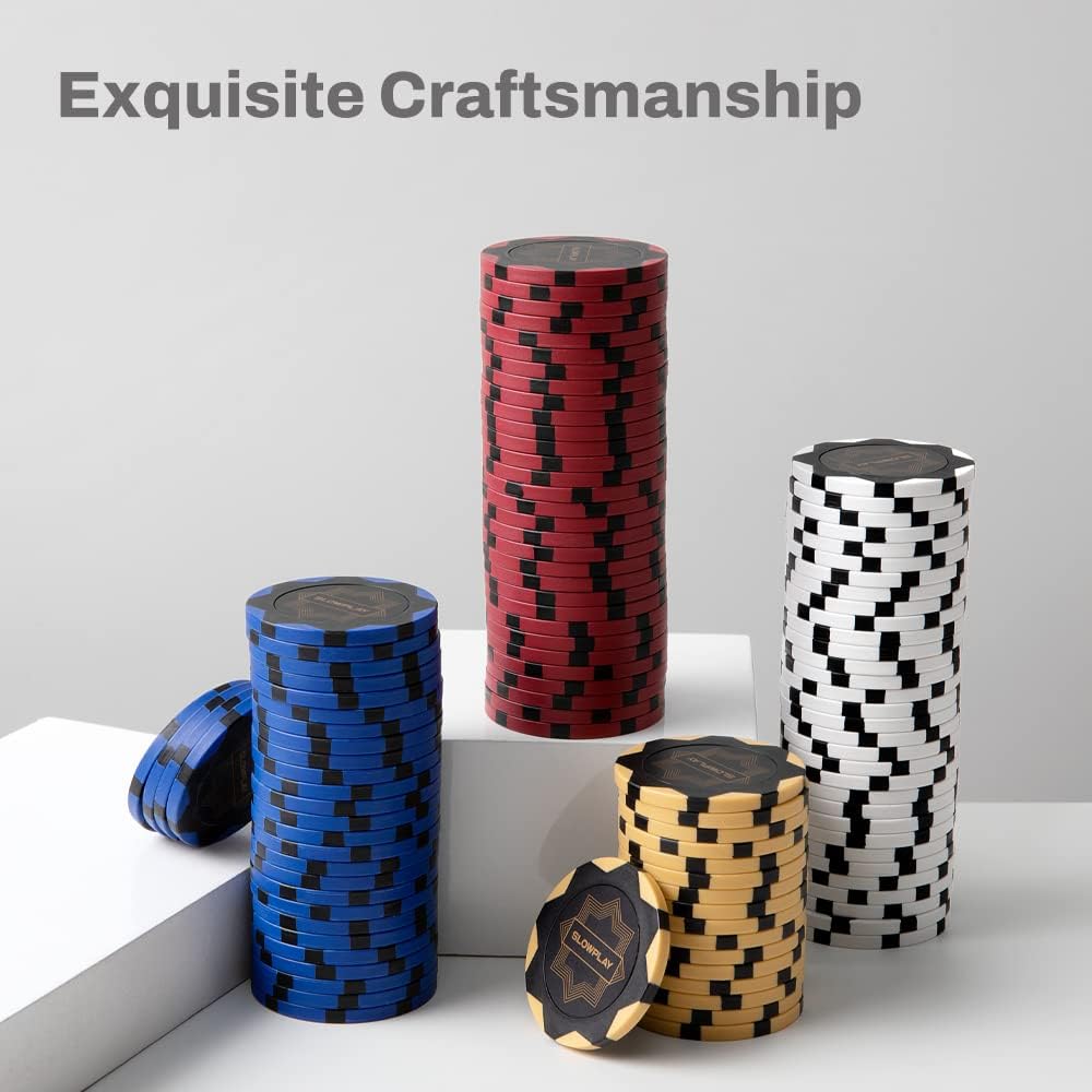 SLOWPLAY Nash Clay Poker Chips, 14 Grams Heavyweight Clay Composite, 40mm Large Chips in Bulk, Pack of 50 in Green Without Denomination