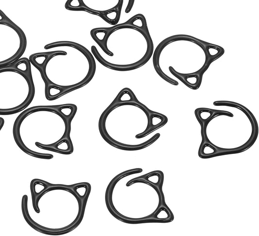 PATIKIL Cat Crochet Stitch Markers, 12 Pack Stitch Marker for Knitting Crocheting Supplies Cute Metal Spiral Knit Clip Ring Counters for Crochet Yarn DIY Crafts, Black