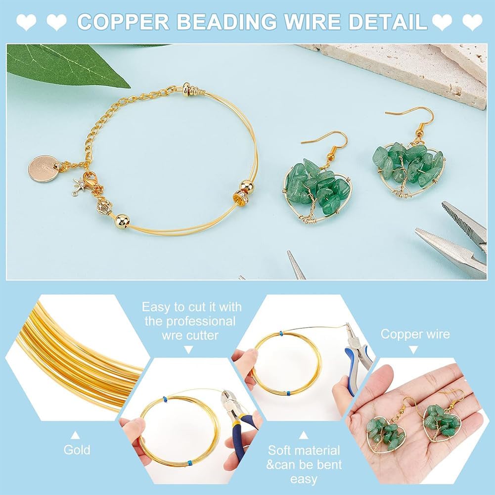 BENECREAT 23 Gauge 16 Feet Square Copper Wire, Bendable Metal Craft Wire for Necklace Bracelet Making and Other Handmade Project