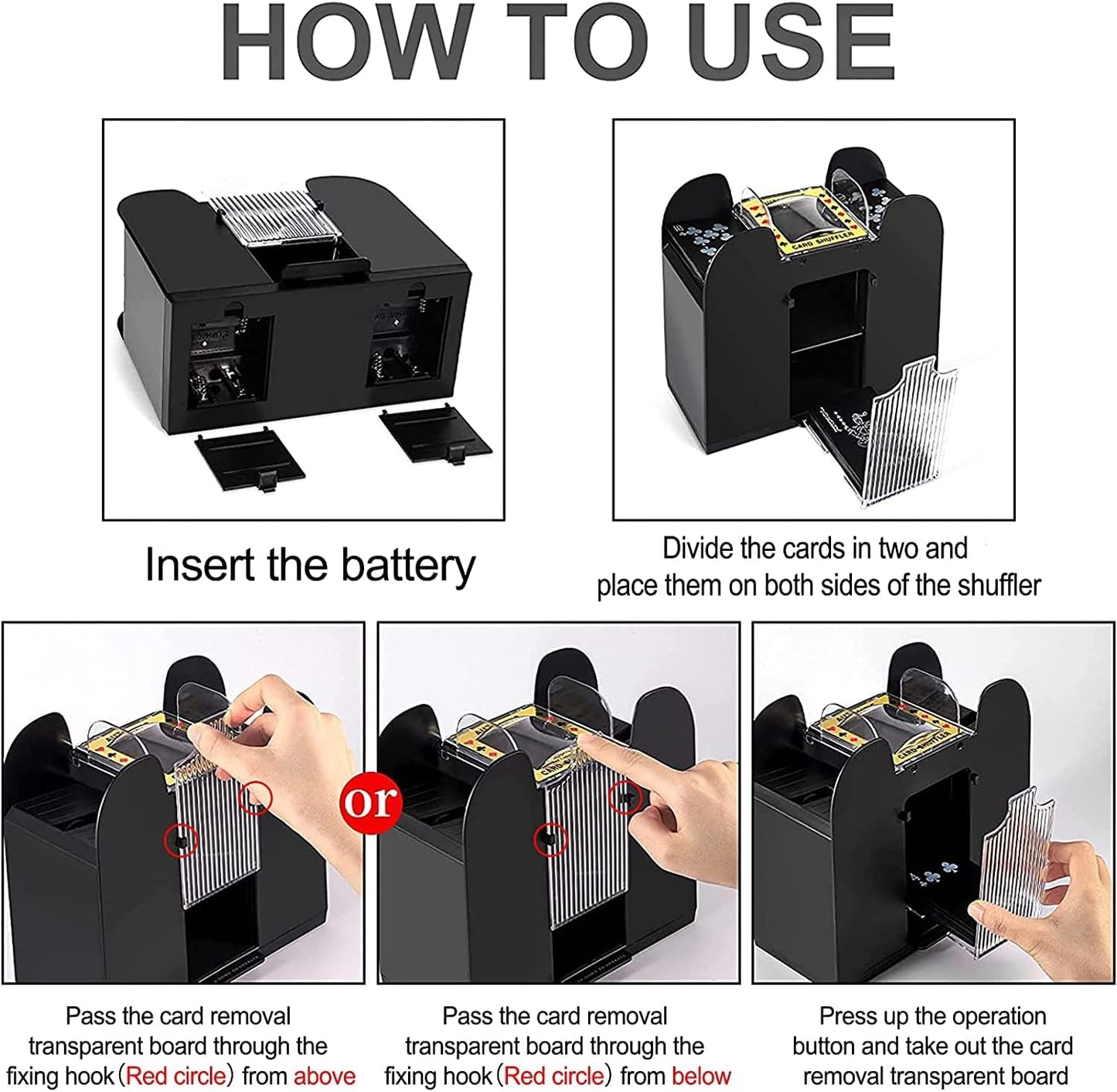 Nileole 6 Decks Automatic Card Shuffler, Battery-Operated for UNO,Phase10, Texas Hold'em, Poker, Home Card Games, Blackjack, Party Club