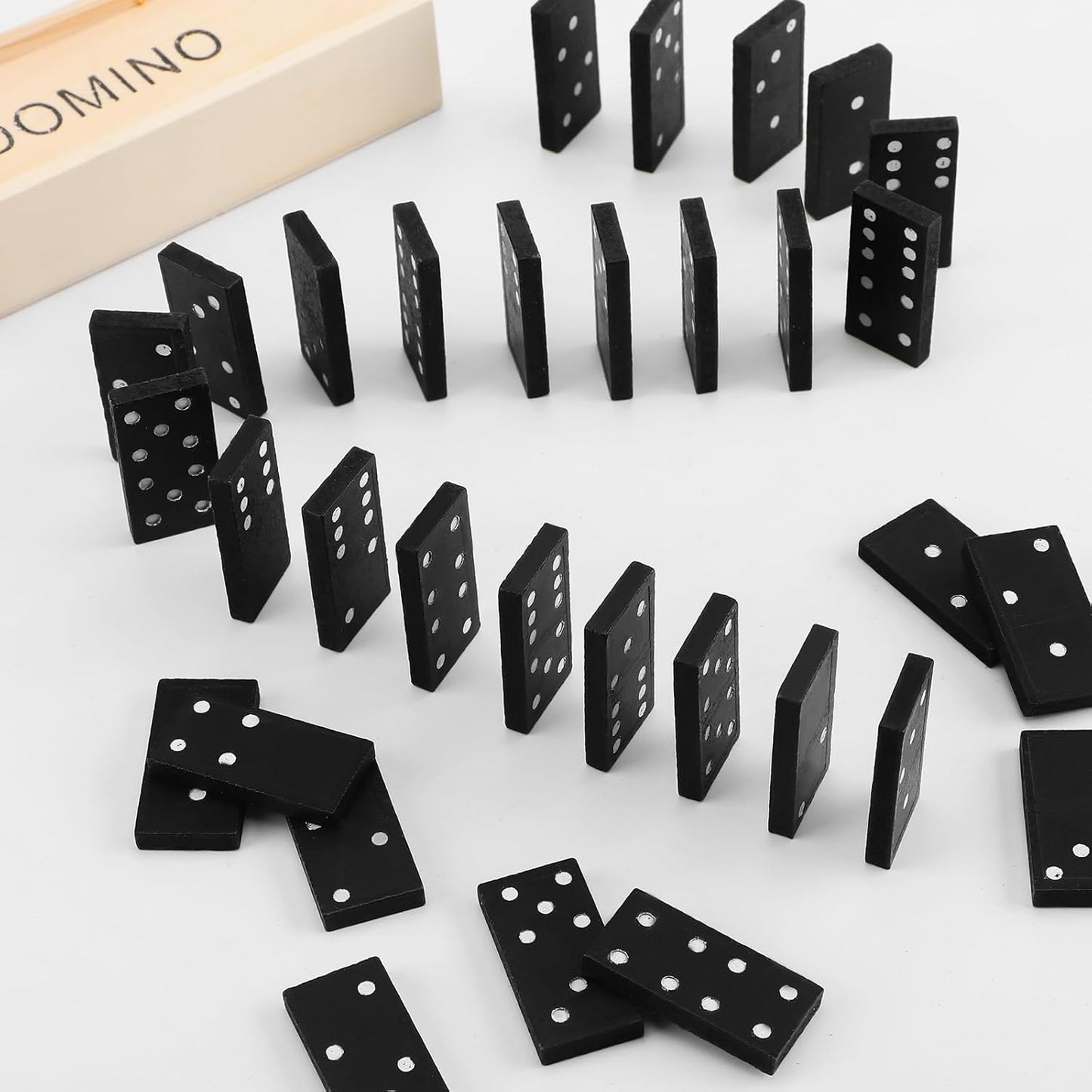 Hungdao 80 Pack Mini Dominos Set for Adults Bulk Double 6 Dominoes Wooden Miniature Classic Board Games Party Favor Travel Family Games Educational Toys with Wood Case Operation Christmas Item Gifts