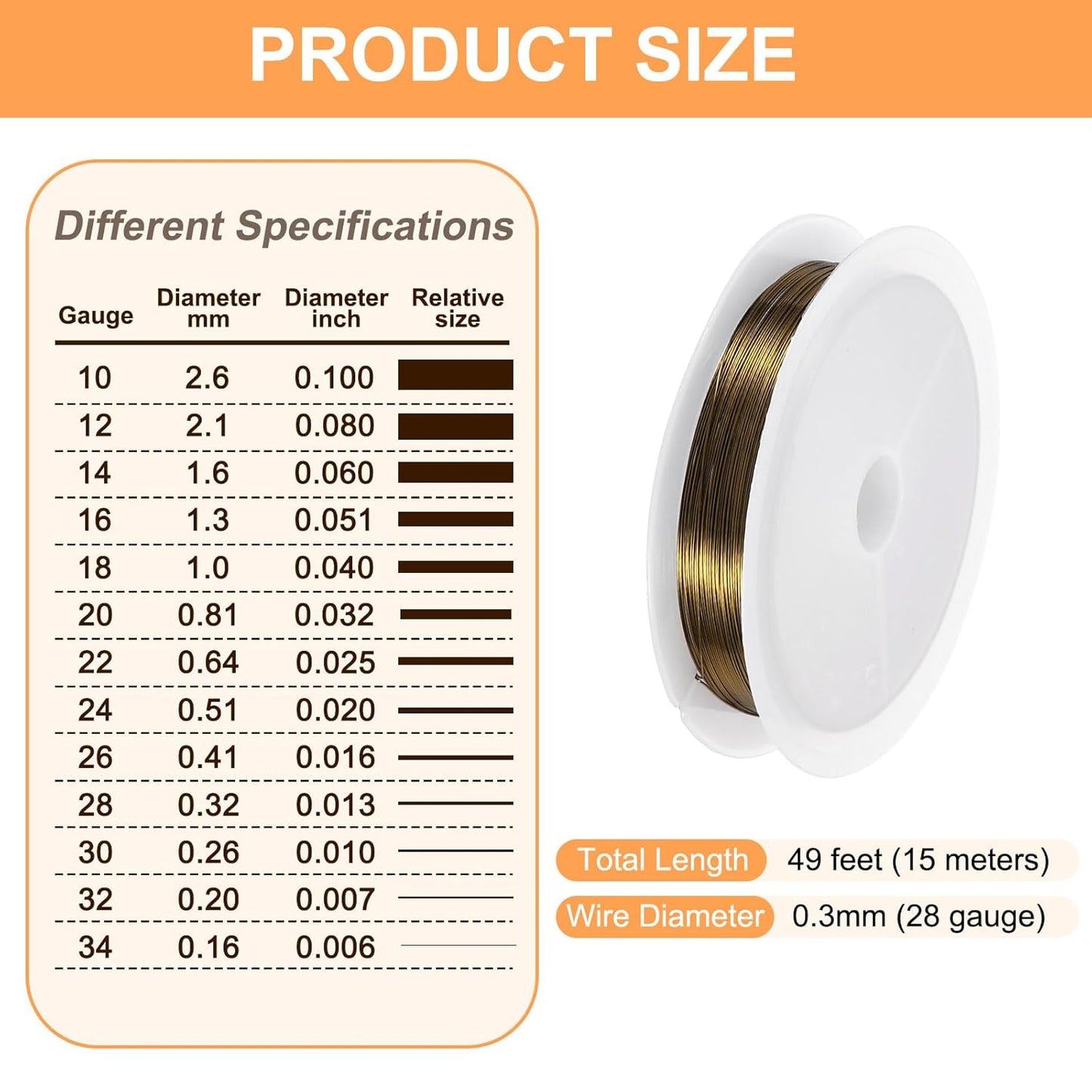 HARFINGTON 49ft Jewelry Wire, 28 Gauge (0.3mm) Brass Craft Soft Metal Tarnish Resistant Copper Beading Wire for Jewelry Making Supplies Crafting, Ancient Blue