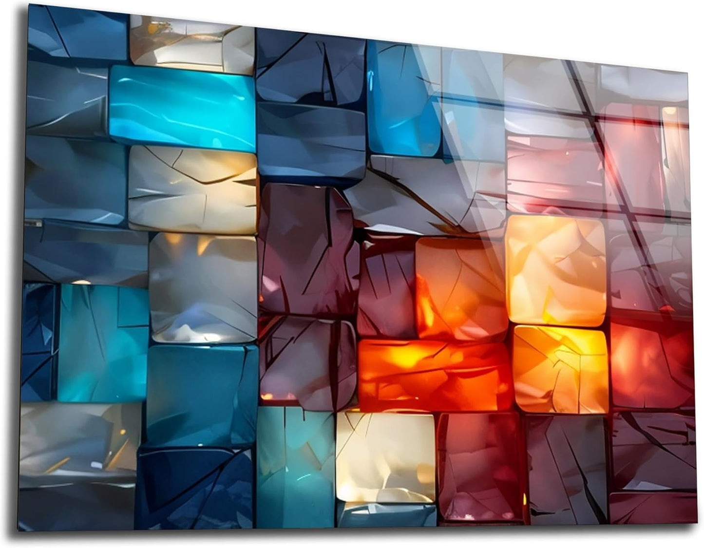 Magical Light Play and Stunning Colors Printed Tempered Glass Wall Art Painting for Living Room, Tempered Glass Modern Prints Decor, Large Vivid Color Panel for Bedroom, Kitchen, or Office
