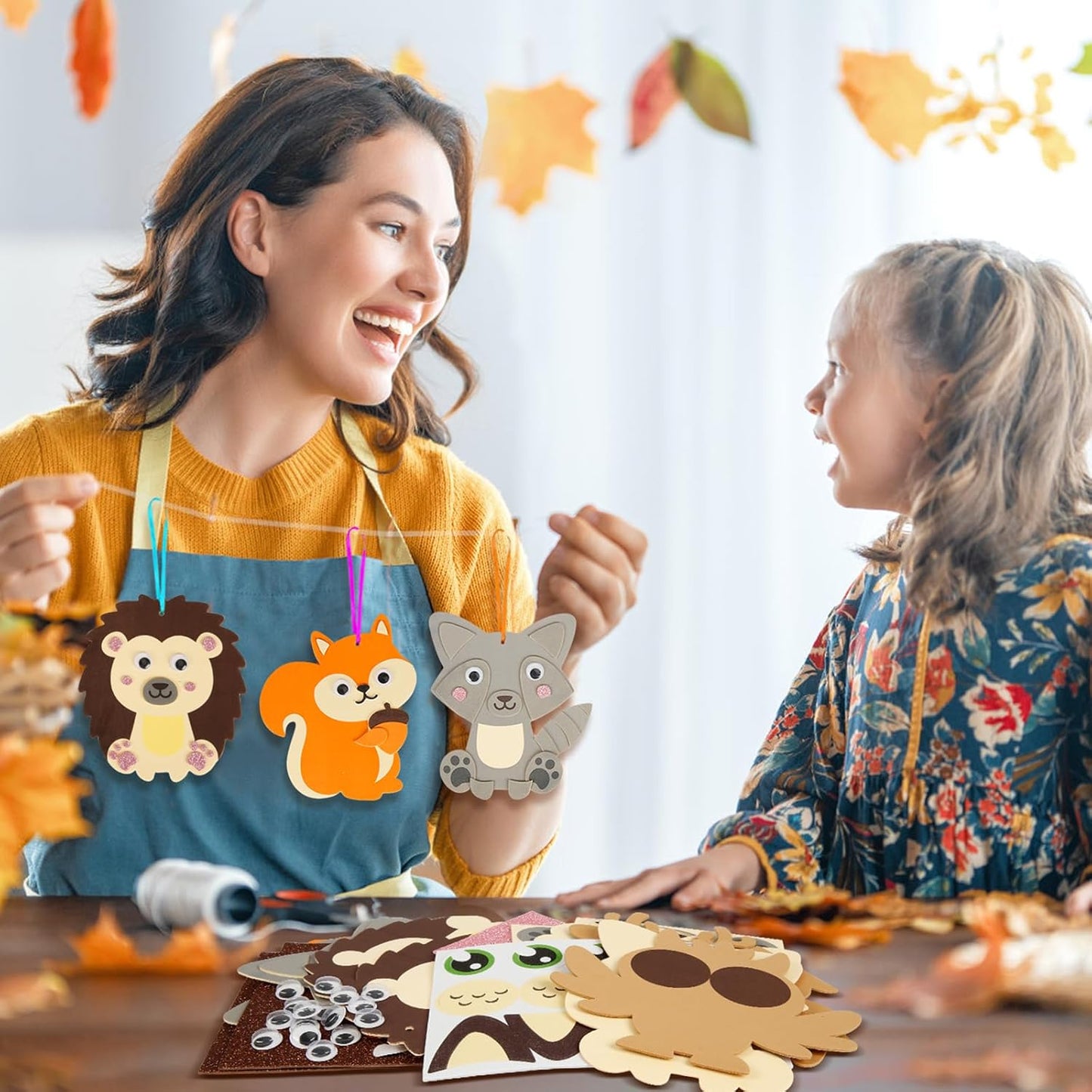 Fennoral 12 Pack Fall Craft Kit for Kids Make You Own Fall Animal Foam Stickers Fall Arts and Crafts DIY for Kids Boys Girls Party Supplies Thanksgiving Autumn Decoration