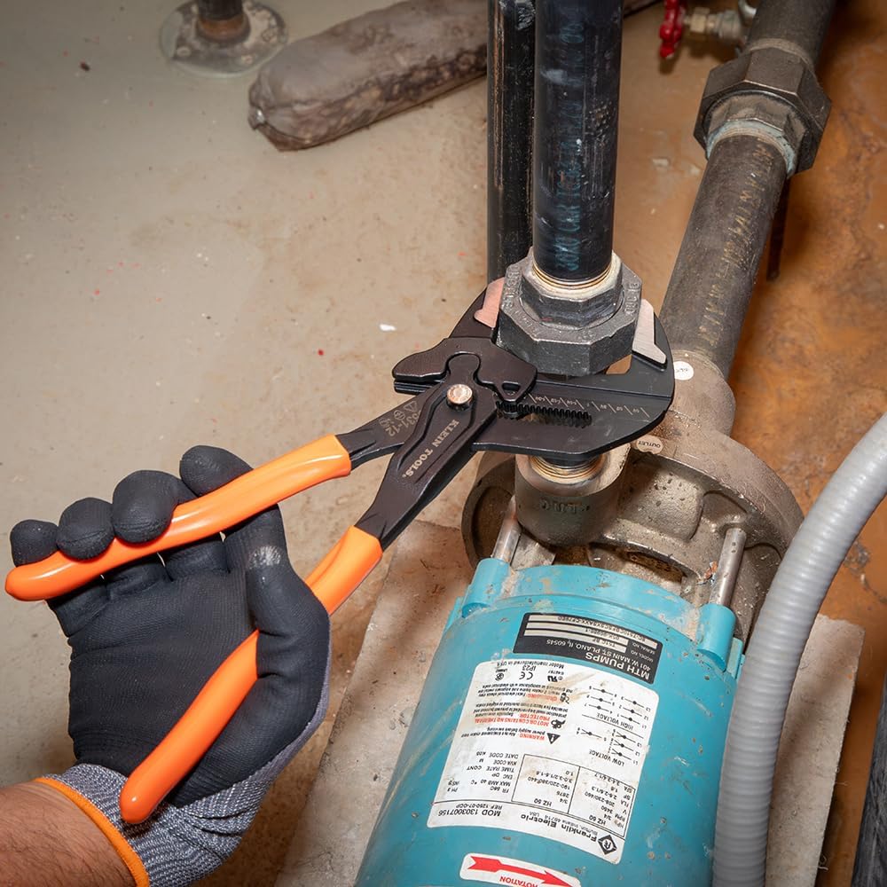 Klein Tools D53103KIT Adjustable Pliers Wrench Set, Compact High-Leverage Parallel Smooth Jaw Pliers, 7-Inch, 10-Inch and 12-Inch, 3-Piece