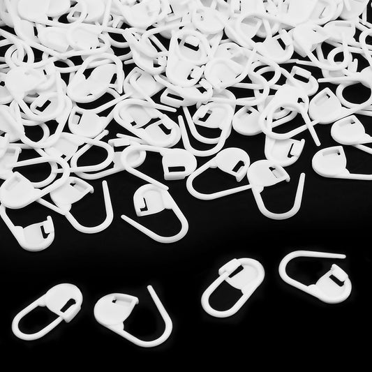 150 PCS Plastic Knitting Stitch Markers for Crocheting, Crochet Stitch Marker for Yarn Crafts Knitting Weaving Locking Plastic Safety Pins Crochet Supplies Accessories, White