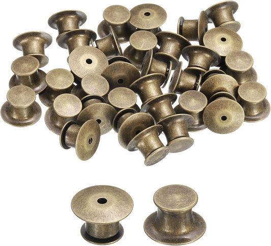 uxcell 40Pcs Metal Locking Pin Backs, Pin Keepers Locking Clasp Flat Head Clamp Needle Back Lock for DIY Brooch Crafts Badges Enamel Lapel, Bronze