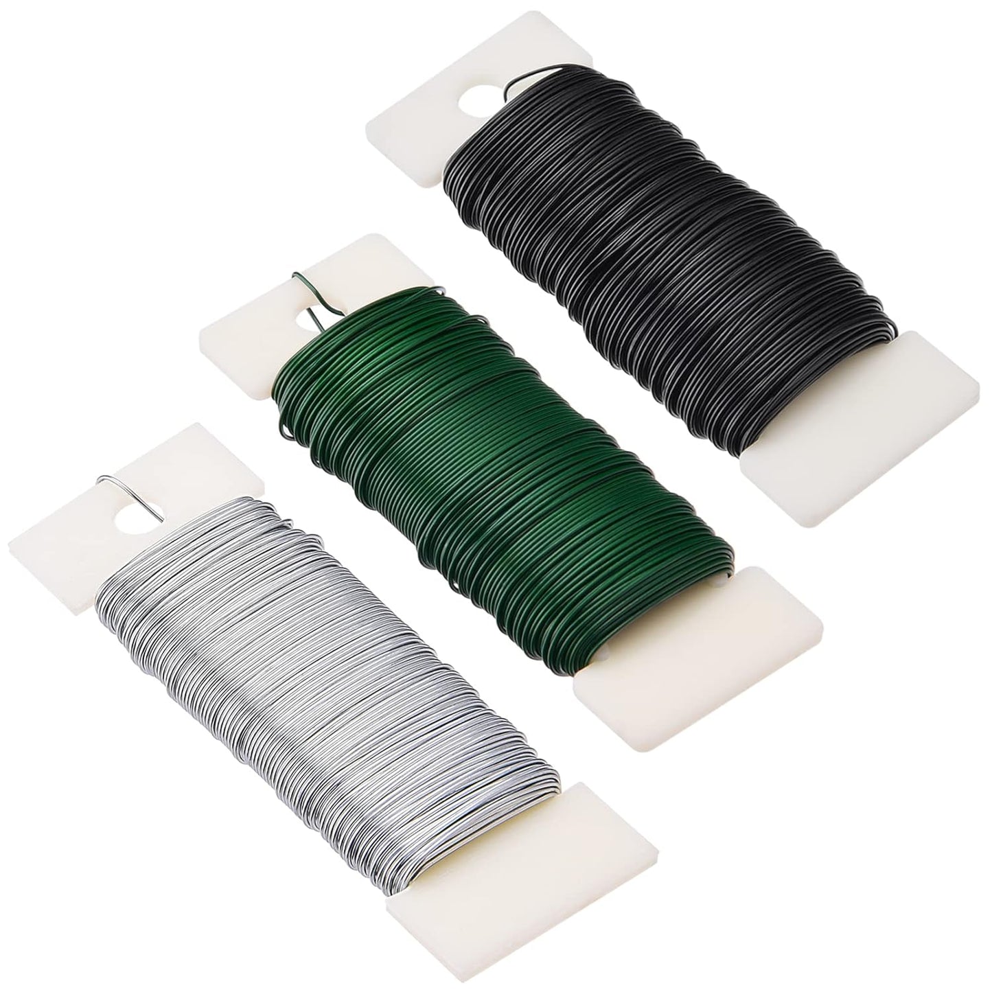 Hapeper 22 Gauge Floral Flexible Paddle Wire for Christmas Wreath Tree, Flower Arrangements, 3 Pack 114 Yards (Multicolored)