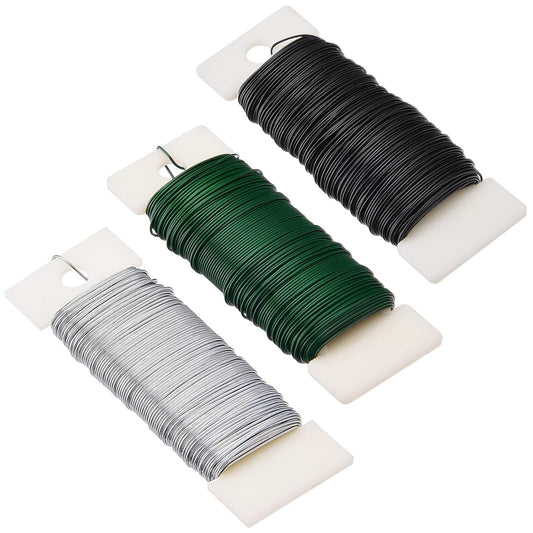 Hapeper 22 Gauge Floral Flexible Paddle Wire for Christmas Wreath Tree, Flower Arrangements, 3 Pack 114 Yards (Multicolored)