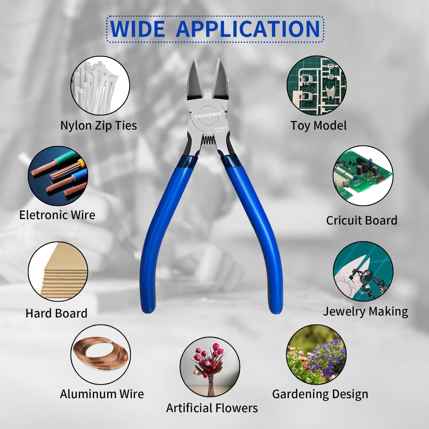 Wire Cutters 6 Pack, KAIHAOWIN 6 inch Dikes Small Wire Cutters Flush Cutters Wire Snips Clippers Diagonal Cutters Side Cutters Cutting Pliers for Crafting