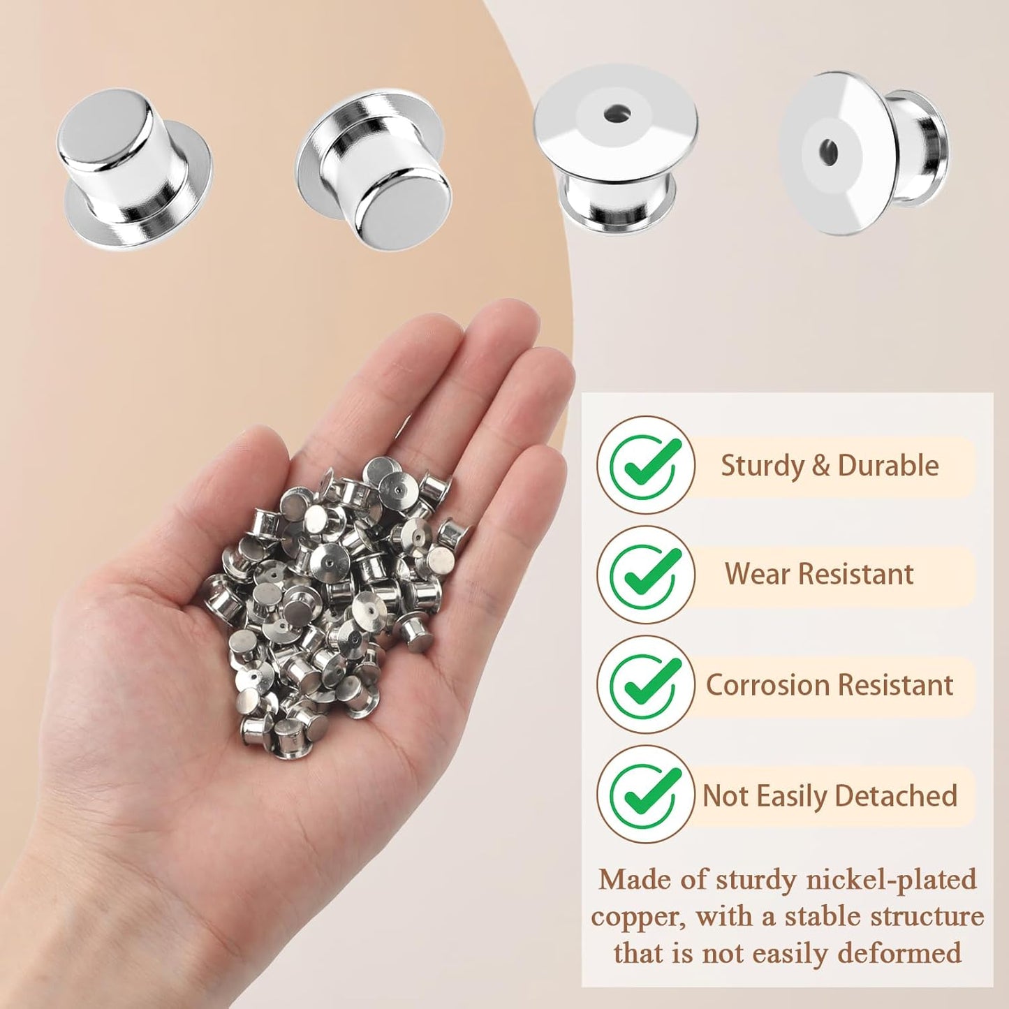 70 PCS Locking Pin Backs, Metal Pin Locks Locking Pin Keeper Clasp for Enamel Pins, Secure Pin Backings for Badge, Collectibles, Clothes Brooch Lapel (Silver)