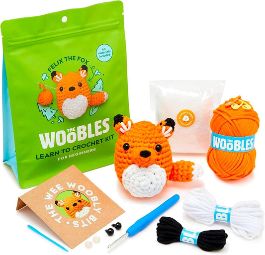 The Woobles Crochet Kit for Beginners - Easy Arts and Crafts Knitting & Crochet Animals Kit As Seen On Shark Tank - Felix The Fox