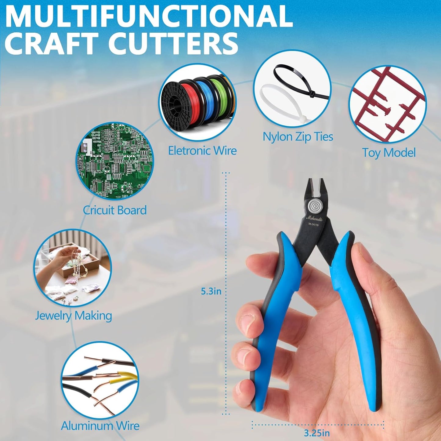 5.3" Wire Cutters for Crafting Flush Cutters 2 Pack Ultra Sharp Flush Cut Pliers for Jewelry Making, Diagonal Cutting Pliers for Models, Aluminum Wire, Jewelry, Plastic and Soft Copper Wire