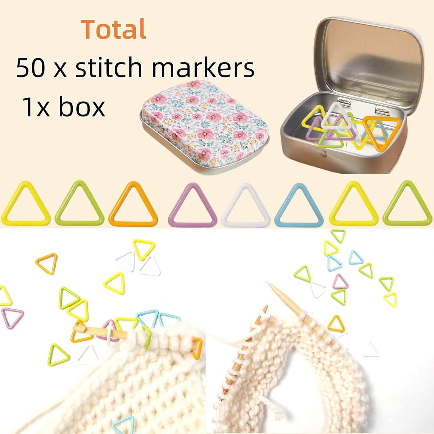 Hilsayum 80Pcs Knitting Stitch Markers 4 Shapes Colorful Crochet Stitch Markers with Box for Crocheting and Knitting,