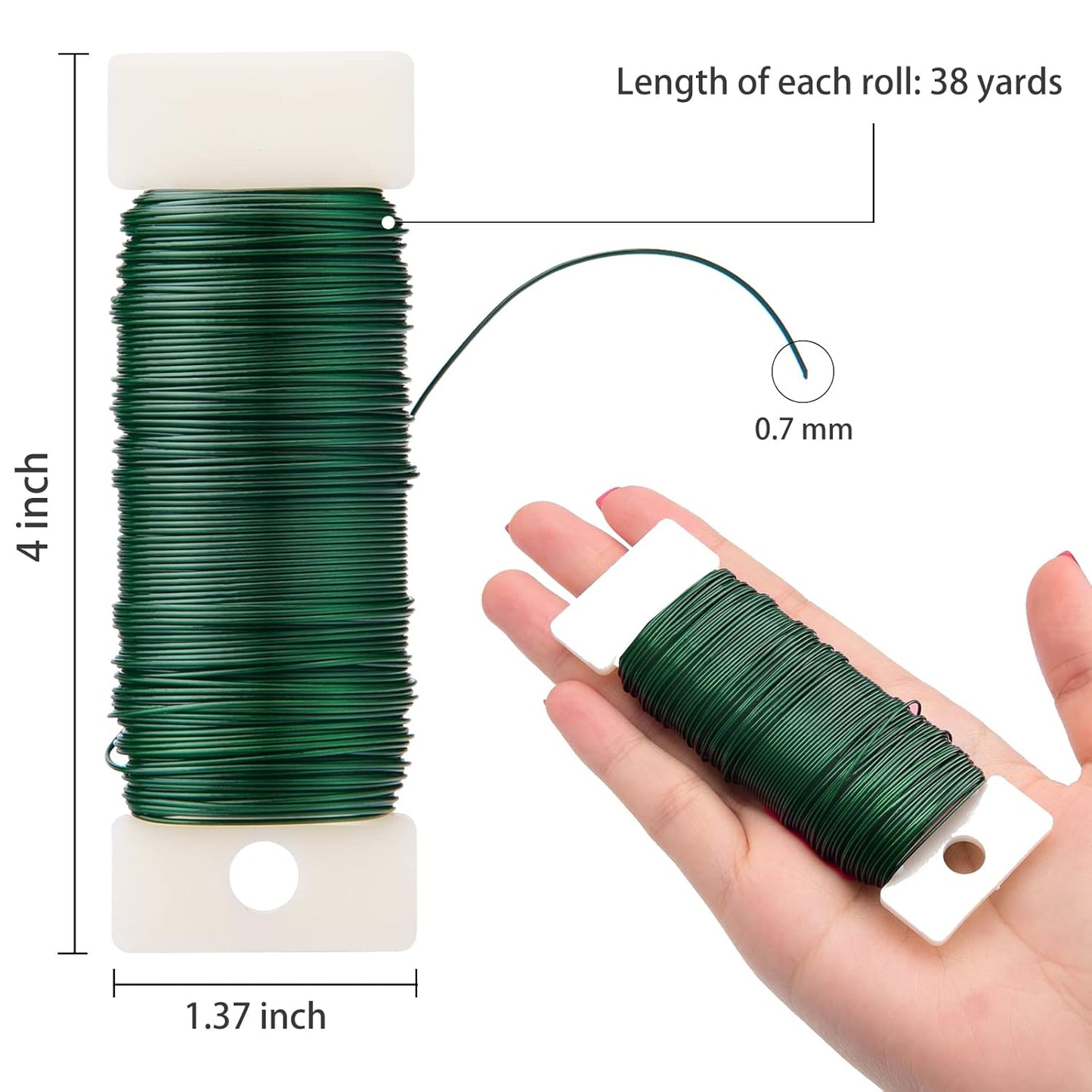 Hapeper 22 Gauge Floral Flexible Paddle Wire for Christmas Wreath Tree, Flower Arrangements, 3 Pack 114 Yards (Green)