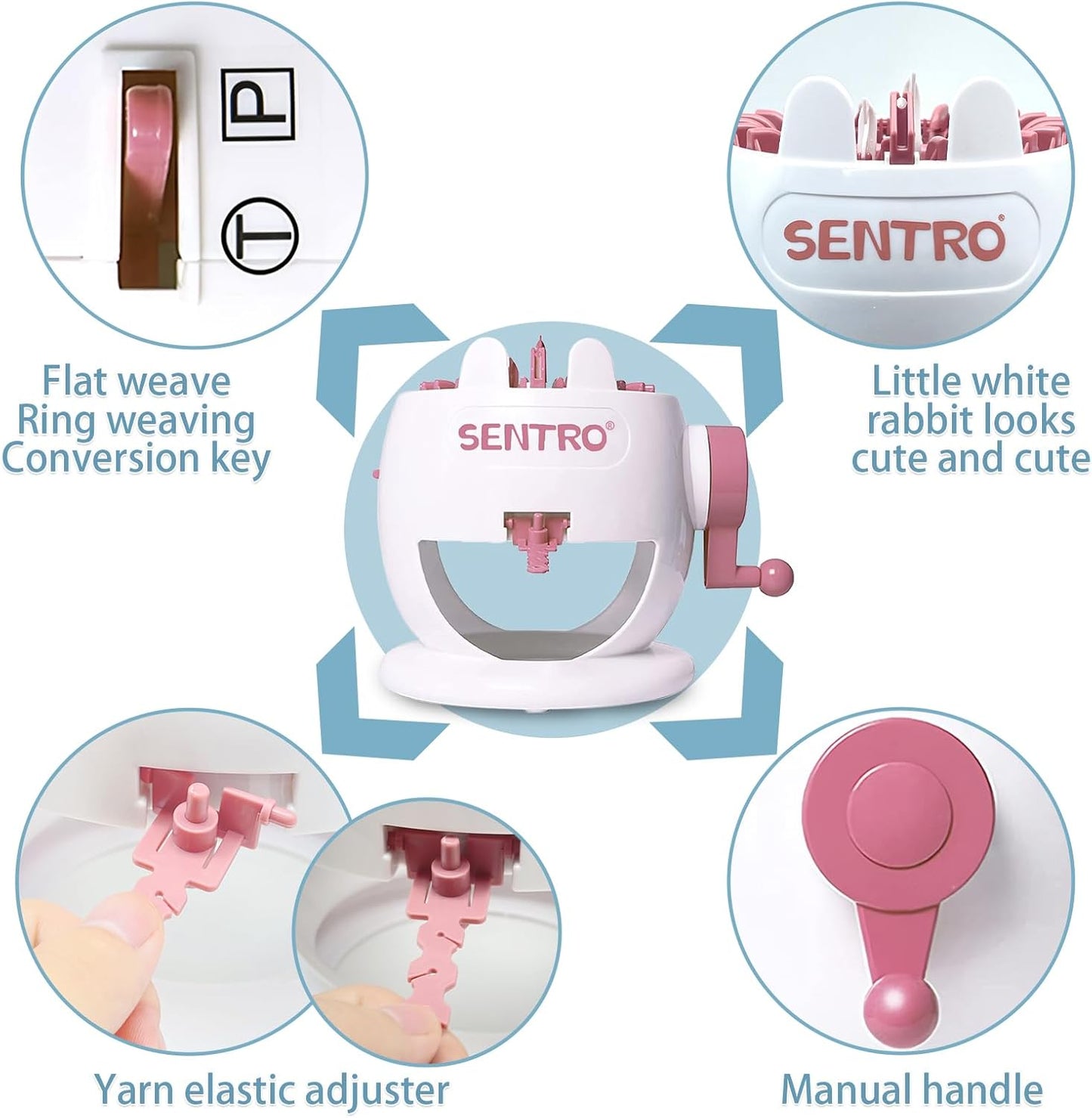 SENTRO 22 Needle Knitting Machine, Knitting Loom Set, Round Weaving Loom for Adults and Beginners, Bunny Shaped Smart Weaver, Hat Sock Scarf Loom,Arts and Crafts Knitting Kit