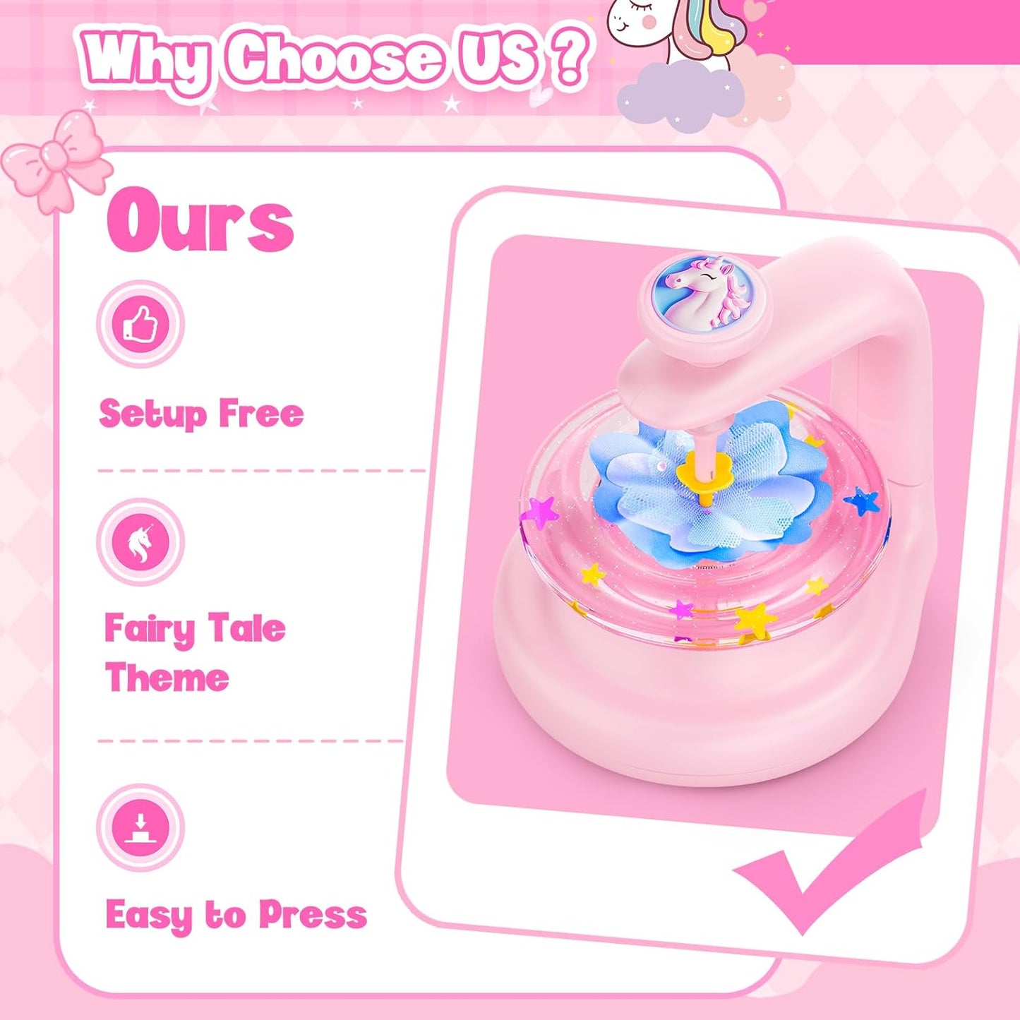 cosone Crafts Kits for Kids Ages 4-8, DIY Fabric Flower Bouquet Kit for 5 6 7 8 Year Girls Unicorn Flower Press Toys Educational Toy Preschool Birthday Gifts for Girls Handmade Activity Set - Pink