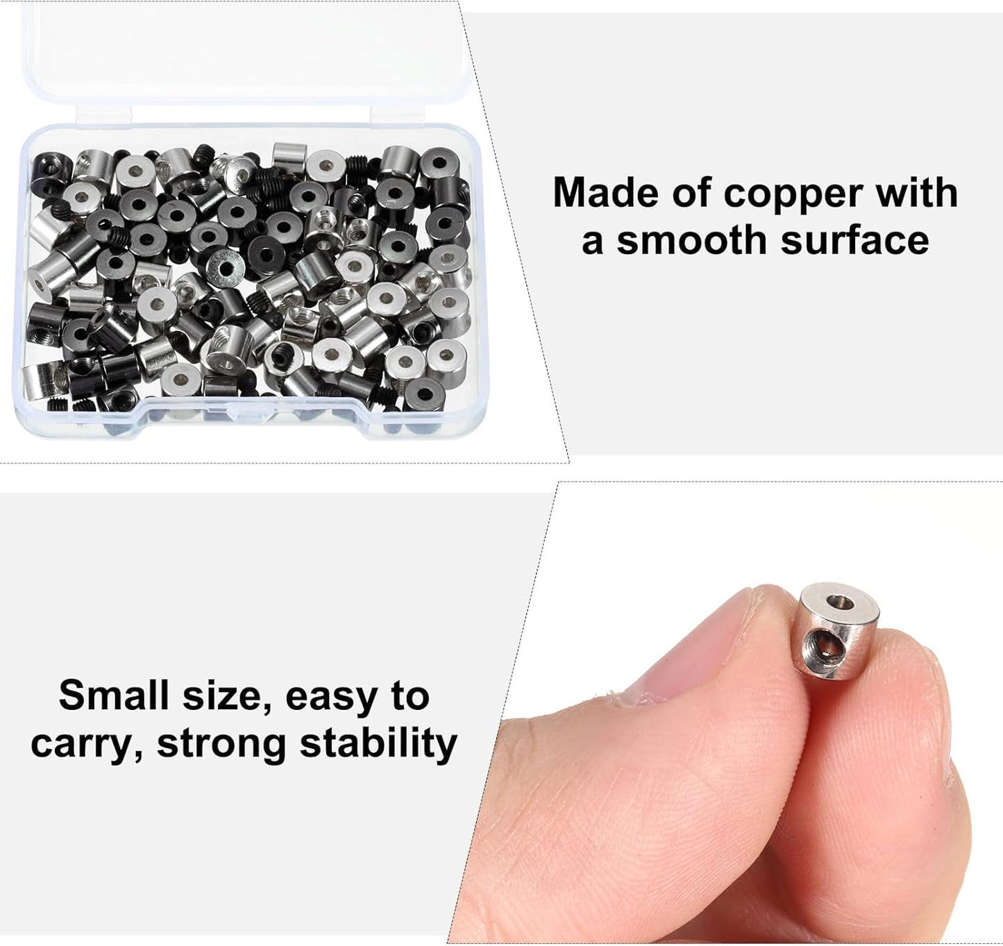 MECCANIXITY 70 Pcs Metal Locking Pin Backs, Locking Pin Keepers Locking Clasp 5mm(H) with 4 Wrench Replacement in Storage Case for Badge, Brooch, Black, Silver Tone