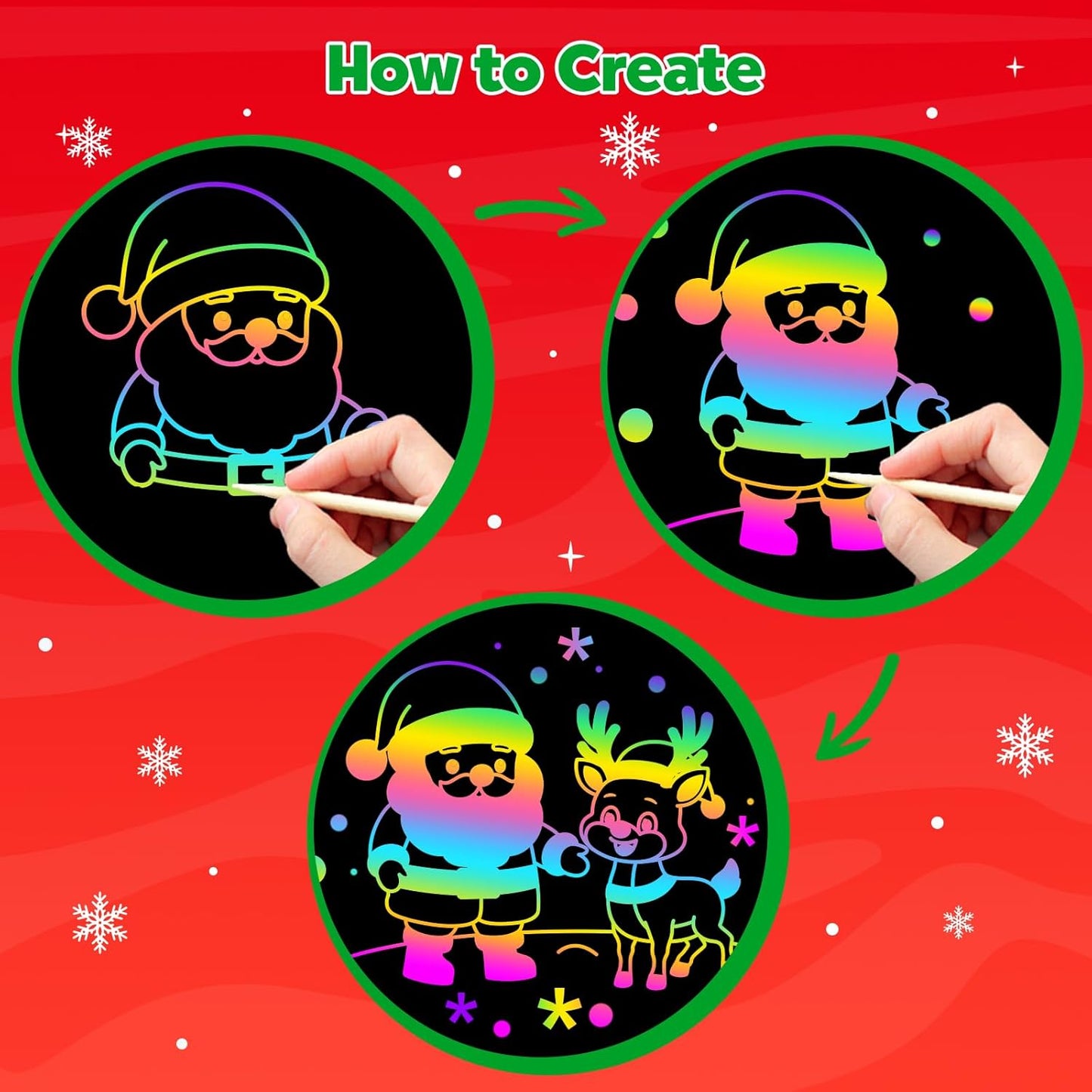 ZMLM Scratch Paper Art Craft: 2 Pack Rainbow Scratch Set for 3 4 5 6 7 8 9 10 Years Old Girls Boys Students Drawing Coloring Black Magic Art Supplies Kits Gifts School Birthday Party Toys(Christmas)