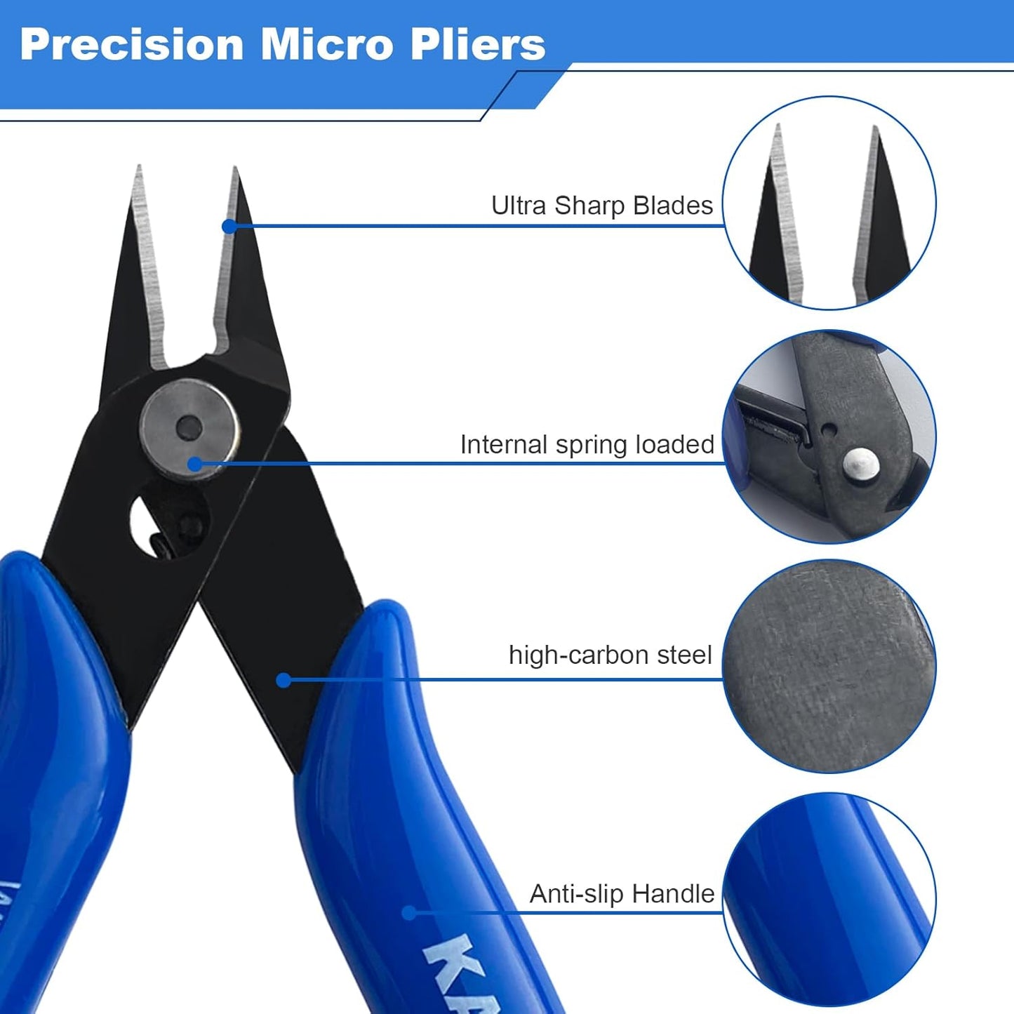 KAIHAOWIN 6-Piece Tool Set with Case, 8.8” Long Nose, Slip Joint Pliers,5” Needle Nose, 5" Flush Cutter, Rubber Mallet for Repairing & Home Use