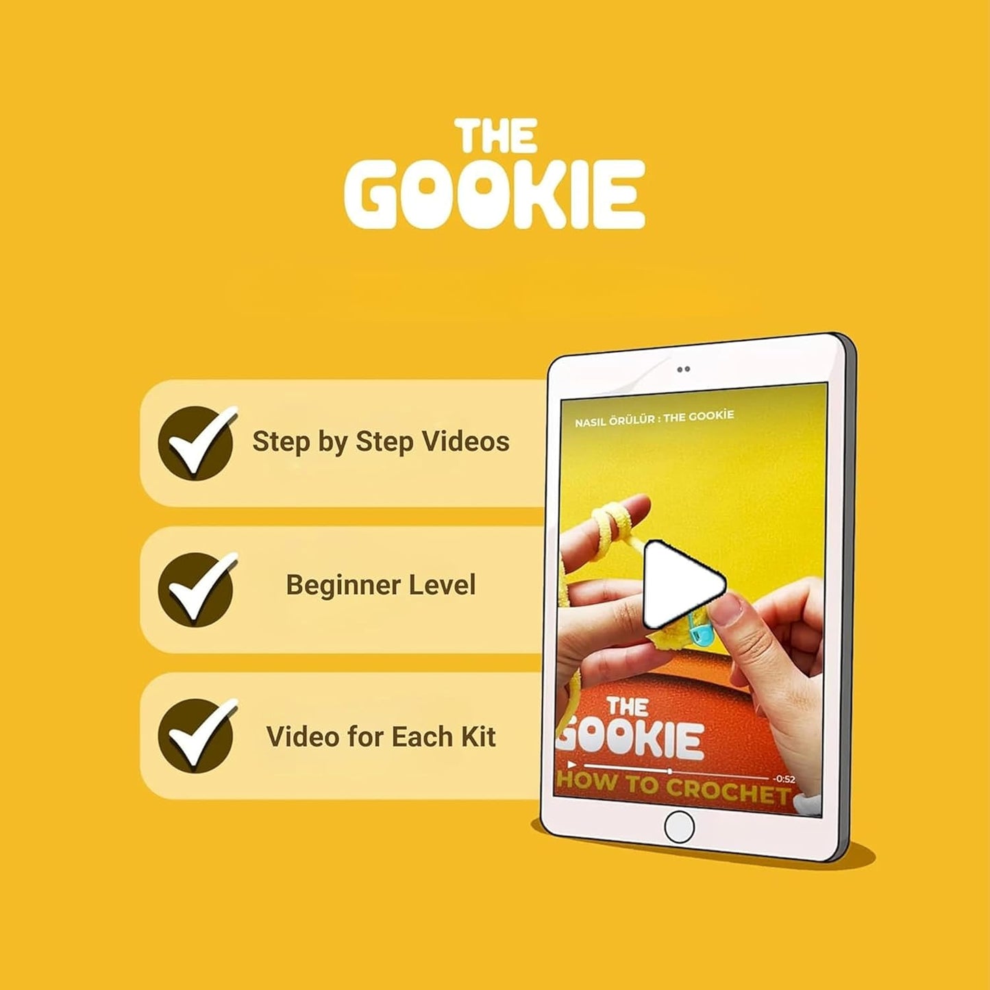 THE GOOKIE Amigurumi Crochet Kit for Beginners – DIY Crochet Kit with Yarn, Hook, Eyes & Stuffing – Easy Starter Set with Video Tutorials – Cute Plush Toy Craft Gift for Kids, Teens & Adults (Panda)