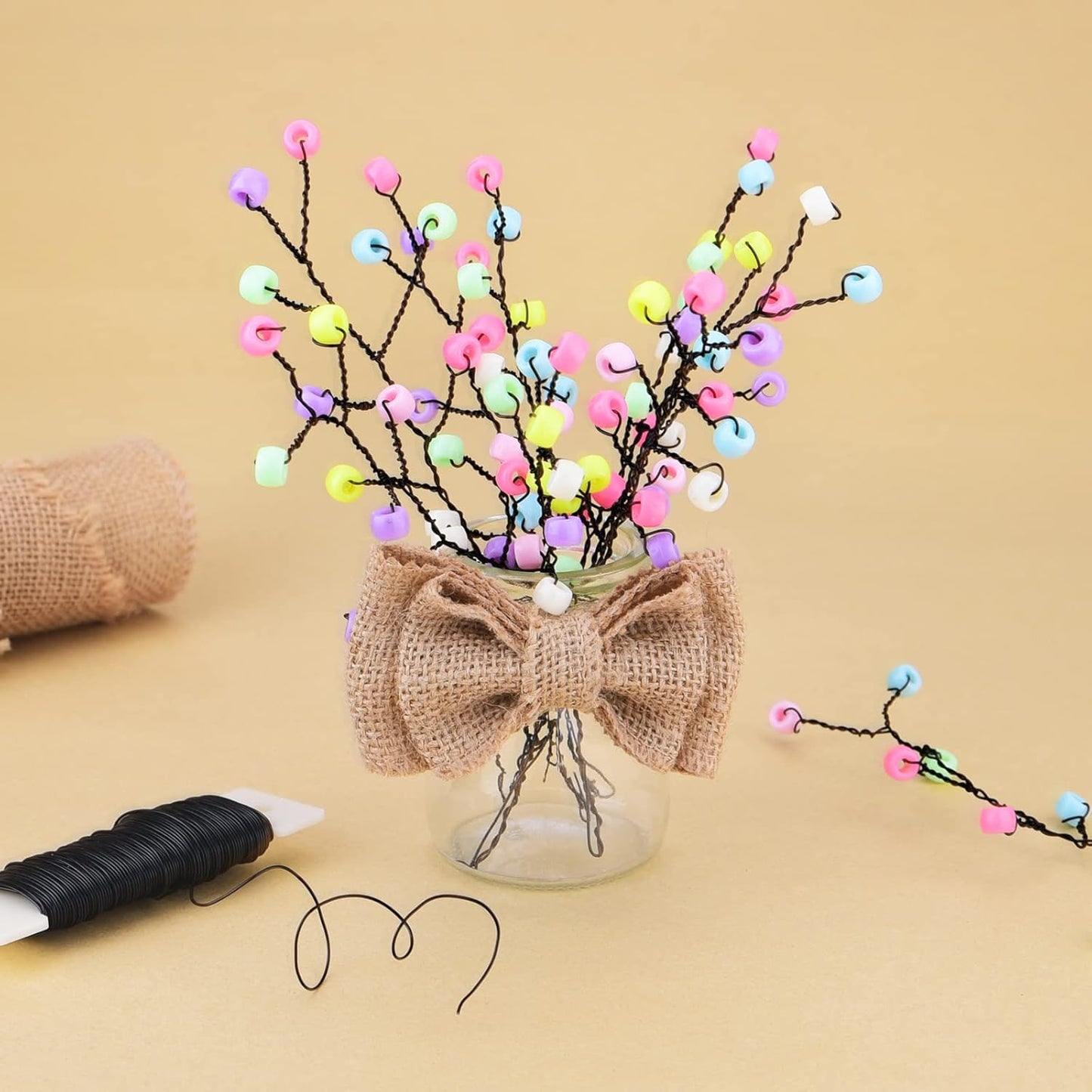 Hapeper 22 Gauge Floral Flexible Paddle Wire for Christmas Wreath Tree, Flower Arrangements, 3 Pack 114 Yards (Black)