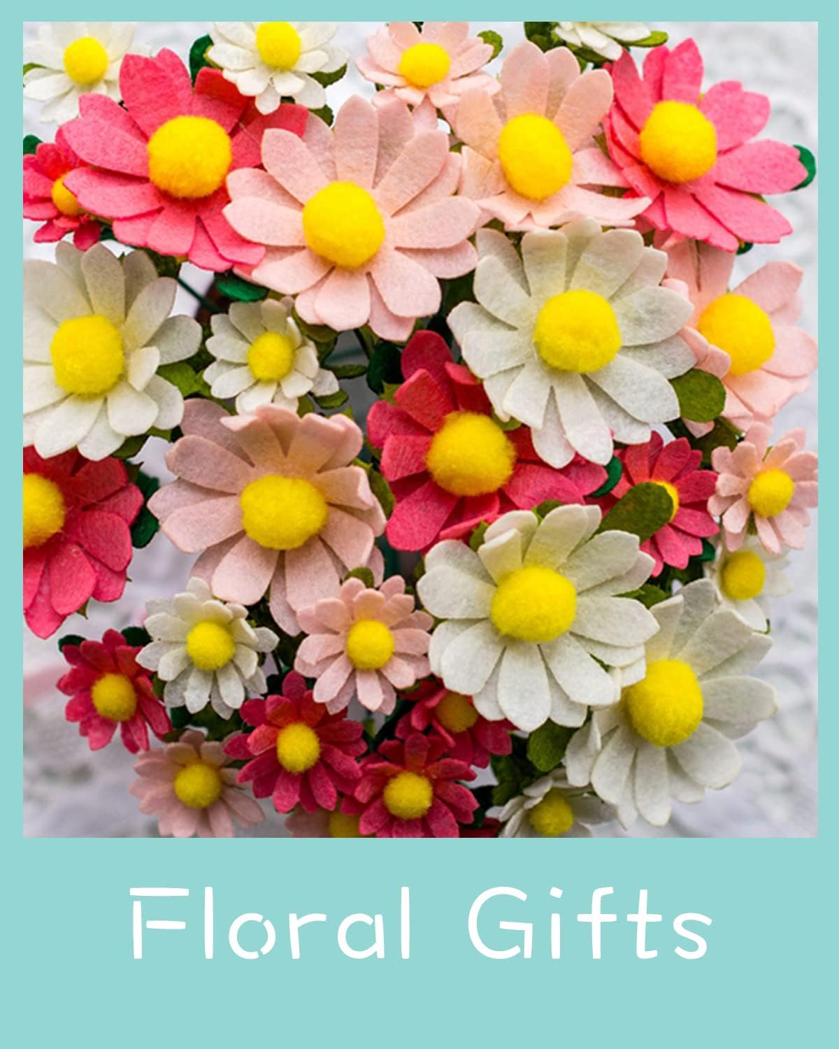 DIY Felt Flower Art Craft Kit, Daisy Bouquet Kit, Floral Gifts, Beginner Craft Kit, Arrange Pre-Cut Flowers and Foliage