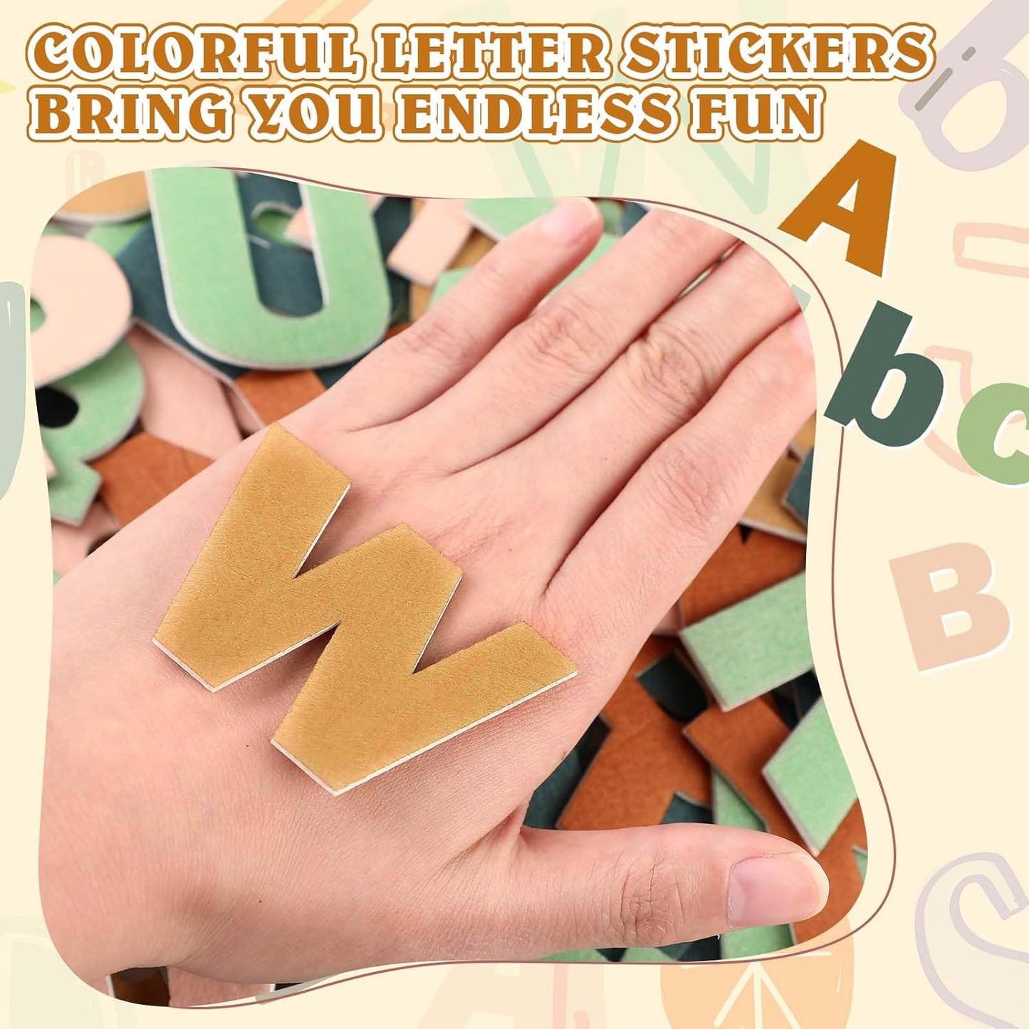 Breling 310 Pieces Felt Bulletin Board Letters Sticker with Number, 2" Bulk Self Adhesive ABC Upper Lowercase Sticky Letter for Christmas Gift Poster Bulletin Board Classroom(Light Color)