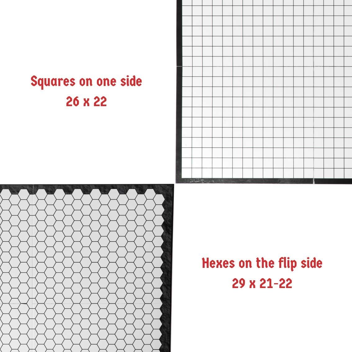 The Authentic Role-Playing Game Board by Hexers, Mat Alternative, Compatible with Dungeons and Dragons D&D DND Pathfinder RPG, 27x23 inches, 1 inch Square and Hexes Battle Grid, Foldable & Dry Erase