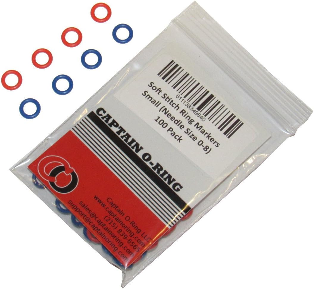 (100 Pack) Soft Stitch Ring Markers, Red & Blue (Small Size for Needle Sizes 0-8, for Knitting/Crochet/etc)